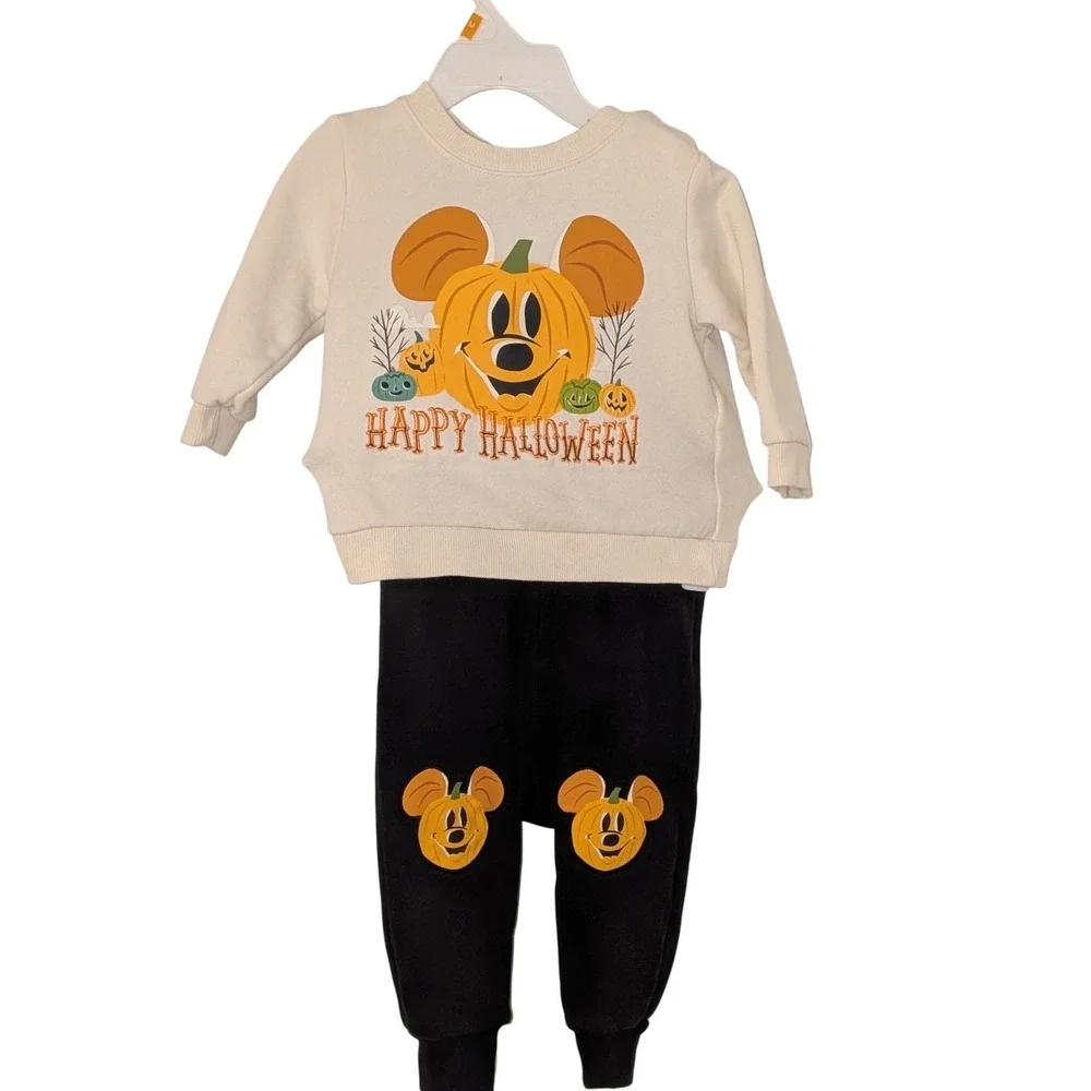 Disney Baby Mickey Mouse Pumpkin Halloween Sweatshirt and Joggers Set 9-12M